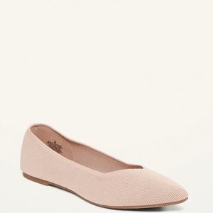 Textured-Knit Pointy-Toe Ballet Flats for Women